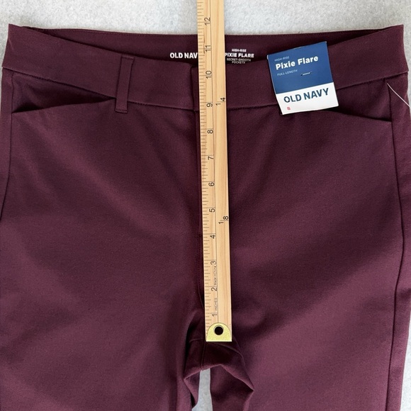 Old Navy Pants Womens Size 8 Pixie Flare High Waisted Burgundy Red Purple NWT - Picture 13 of 14